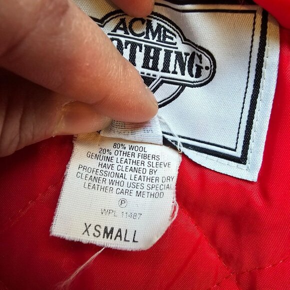 Vintage Varsity Jacket Looney Tunes Wool Leather Warner Bros Kids XS Embroidered - Picture 16 of 16